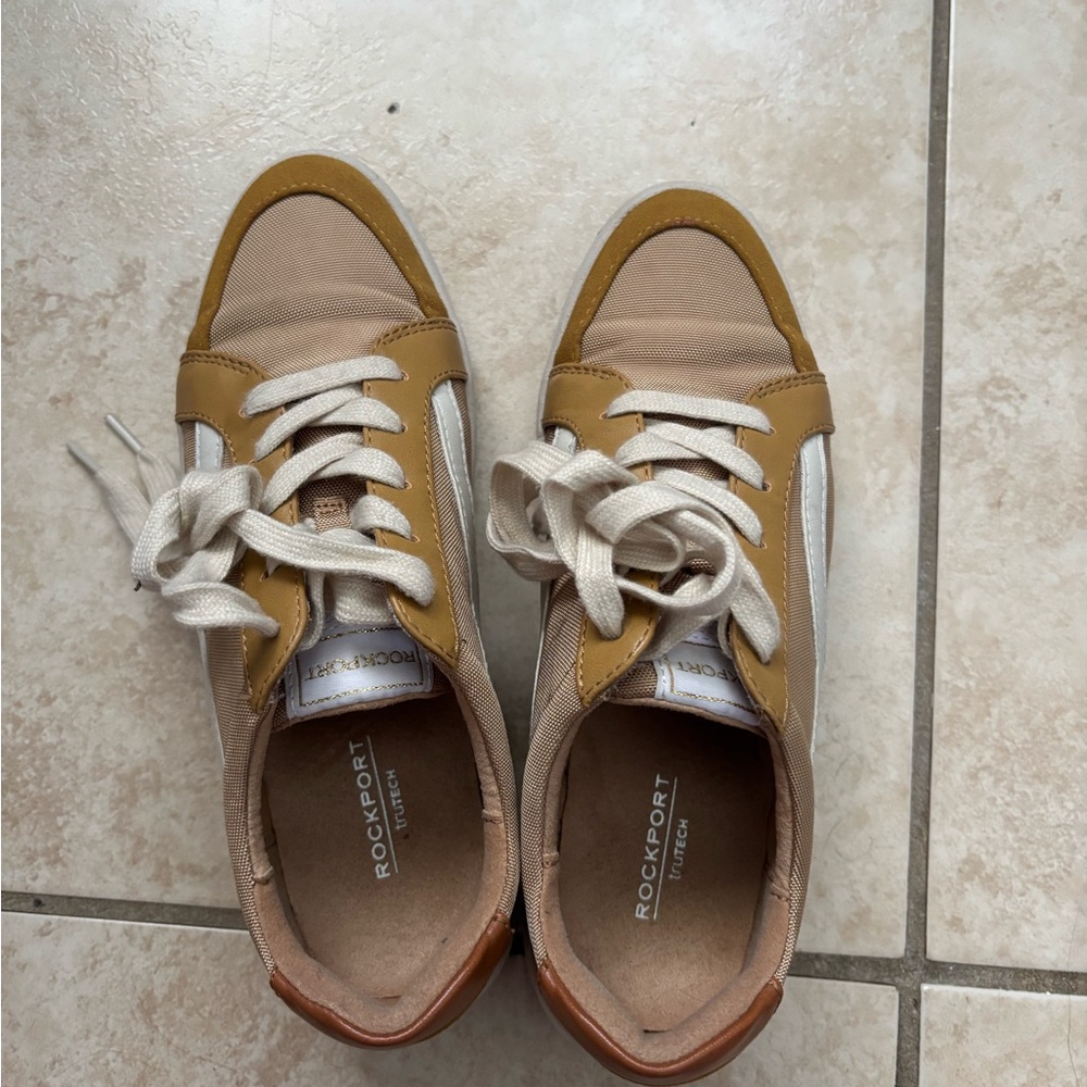 Rockport Women's Tan and White Sneakers